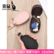 Kangaroo brand luxury business mini fashion universal leather household small key bag waist hanging Korean version large capacity car brown color regular version