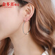 Jin Duoxi PT950 oversized platinum earrings for women, embroidered earrings, earrings, earrings, exaggerated personalized platinum earrings, inner diameter 4cm, rhombus surface type, about 5.5-5.7 grams
