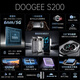 DOOGEE Doug S200 series rugged three-proof mobile phone 5G night vision 100 million pixel Android smart large battery ultra-long standby S200 mecha silver 12/32+256G (domestic version) official standard configuration