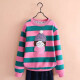 Sajiaowa children's clothing girls sweatshirt girls bottoming shirt autumn and winter thin thick long-sleeved T-shirt 2020 bow T-shirt medium and large children's versatile top four-color powder blue striped thin section 160 (recommended height is about 155cm)