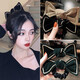 XiaoWenZi jisoo Jin Zhisoo's same black bow hair clip girl's Japanese and Korean velvet hairpin ponytail hair tie 2# Zhao Lusi-same green streamer hair ring