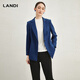 Blue sapphire blue 100 sheep wool one button waist suit jacket women's suit top winter new product dark sapphire blue M
