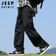 JEEP SPIRIT Jeep overalls men's autumn and winter loose casual pants men's outdoor straight pants men's pants black 2XL
