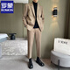 Romon Woolen Suit Men's Autumn and Winter Thick Plus Suit Suit Soft Fabric New Double-Breasted Dark Gray (Suit + Pants) XL (140Jin Jin is equal to 0.5kg -160Jin Jin is equal to 0.5kg)