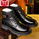 Zapatos de cuero de algodón de invierno de Xuan Yaxi zapatos de cuero de cuero genuino zapatos de cuero para hombres de cuero Martin Boots Hook Agody Zapatos de algodón de cuero genuino LOAN UNA X3519 Negro 38
