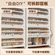Yushili steel shoe cabinet household door glass door floor-standing multi-layer dustproof shoe rack entrance entrance large capacity storage shoe cabinet Titanium gray 5 door-10 floor-1695*800*350mm