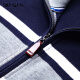 Camiseta César Camiseta de manga larga Soporte de cremallera a rayas Hombres Casco Casual y de mediana edad KS9226 Deep Blue 185/100a