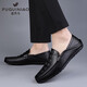 
Fugui Bird Summer Beanie Men's Real Leather Lazy Casual Leather Shoes Soft Sole Breathable Business Driving Daddy Shoes Yulin FG9898 Black 38