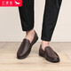Red dragonfly cowhide men's slip-on leather shoes men's business casual shoes men's dad loafers WTA214152 brown 40