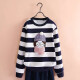 Sajiaowa children's clothing girls sweatshirt girls bottoming shirt autumn and winter thin thick long-sleeved T-shirt 2020 bow T-shirt medium and large children's versatile top four-color powder blue striped thin section 160 (recommended height is about 155cm)