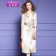 Feimengyi suit collar dress women's 2020 autumn new light luxury acetate satin double-breasted waist mid-length skirt apricot L