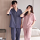 Victoria style couple pajamas for women summer pure cotton cardigan short-sleeved trousers one man and one woman couple suit casual home wear for women 6604 2XL