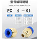Fanyi Kechuang tracheal connector, tracheal copper external wire connector PC8-02-04, unit price/piece copper external wire connector PC8-02/G1/4