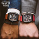 Bugatti (bonest gatti) regarder les hommes allemand entièrement automatique creux mécanique montre mécanique lumineuse vitière vide de baril pour hommes cadeaux pour le petit ami 9901 bugatti phantom speed flame rouge