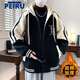 
Pei Zi teenager cotton coat coat boy junior high school student handsome thickened cotton coat fat big children winter cotton jacket 9922 navy blue grid (added cotton thickened) hooded style 4XL