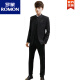 罗蒙（ROMON）男士中国风西服套装青年中山装夹克外套修身西装男士搭配帅气一套 单件黑色 XL122-132斤左右