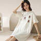 Hengyuanxiang nightgown women's pure cotton summer thin short-sleeved pajamas loose and breathable for outside wear for women's home clothes. 15620 XL 170 (125-140Jin[Jin equals 0.5 kg])