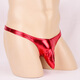 Men's glossy patent leather thong sexy thin belt men's protruding tight low-waist sexy underwear gold one size