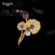 Eternelle French Eternal Autumn and Winter Clothing Accessories Brooch Women's High-end Temperament Floral Corsage Corsage Elder Gift Bright Gold