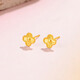 Liuguifu Jewelry Yellow 18K Gold Earrings Women's Dazzling Four-leaf Clover Colored Gold Earrings Birthday Gift About 0.1g + Brand Gift Box