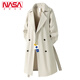 NASA XVVX official joint autumn and winter new mid-length windbreaker for boys loose casual double-breasted over-the-knee coat jacket for men black 2XL