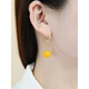 Yadige natural beeswax earrings chicken oil yellow amber round bead earrings 14K gold-filled women's simple fashionable face-shaping earrings
