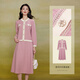 Dema Shi New Gentle Lady Style Knitted Suit Pink Top A-Line Skirt Two-piece Set for Women Pink XL