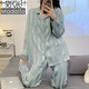 
Modal 2023 new pajamas for women in spring and autumn ice silk long sleeve internet celebrity high-end simulated silk home clothing set summer 9903 checkered green XL