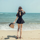 XMXT swimsuit ladies 2023 new one-piece dress style fashion conservative Korean style slimming and hiding sexy hot spring swimsuit 13603 blue 2XL (recommended 128-150Jin [Jin equals 0.5 kg])