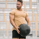 FCFV muscle lifting bodybuilding new bodybuilding shark T-shirt solid color tight elastic short-sleeved men quick-drying training suit top gray (real blue gray) M