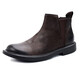TYKT Martin Boots Men's Middle Top Winter Plus Fleece British Style High Top Shoes Retro Low Top Boots Chelsea Short Boots Leather Shoes Black Leather 39