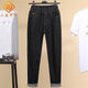 Simple direction 200Jin [Jin equals 0.5 kg] plus fat plus size jeans for female fat girl elastic high waist high elastic slimming versatile trousers black 9902 black elastic quality L 90-110Jin [Jin equals 0.5 kg]