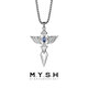 Mingyang Decorative Sea can be engraved 925 sterling silver angel wings necklace men's trendy cross pendant birthday gift for boyfriend angel wings sterling silver pendant + steel chain-60cm