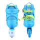 Dynamic (ACTION) skates for children, beginners' fancy shoes, adjustable size roller skates for boys and girls, locking wheel flat roller skates, full set of roller skates, light and shadow blue, set of 2 shoes + 912 helmet + turtle protective gear + bag L 36-39 size