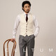 
CULTUM worsted Australian wool single row suit collar free iron banquet wedding business suit vest men formal wear horse clip antique white S (52A)