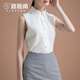 Luschnan White Lace Lace Slim Collar Sleeveless Shirt Women's Autumn New Slim Chiffon Top Fashion Base Shirt Beige L686 M