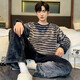 
Pajamas men's autumn and winter thickened coral coral velvet teenager students round neck warm winter home clothing set KZY3890 Men's 2XL code recommended 180CM (150Jin [Jin equals 0.5 kg])
