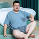 金芝斕（jinzhilan）大码睡衣男士莫代尔夏季宽松短袖短裤胖子薄款圆领加肥加大家居服 BX-723深灰条纹 4XL 【建议220-260斤】