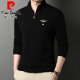 Pier Cardin [Light Luxury High-End] Halbzipper-Standkragen Langarm T-Shirt für Herren Frühling und Herbst reines Baumwollgeschäft Casual Sweatshirt Strick 6625 Top Blue plus Vlece verdickt 165