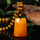 Fang Beiyi Beeswax pendant for women and old men, chicken fat yellow amber long necklace, ethnic style pendant sweater chain I style/Pixiu (old honey style)