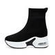 Leica Jinton elastic socks shoes for women 2024 single shoes new women's shoes inner heightened casual shoes for women air cushion thick sole high top shoes black winter plus velvet MM9759-1 36