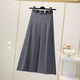 Avmko drapey hip-covering pleated skirt for women 2025 new high-waisted suit skirt mid-length A-line bottoming skirt college style light gray S