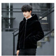 Manxinan new mink coat men's imitation mink hair Haining winter leather coat mink fur short hooded coat black lapel plus cotton 5XL recommended 180 to 200Jin Jin equals 0.5 kg