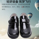Wei Jing Boys' Leather Shoes Black Genuine Leather British Style White Shoes Student Performance Shoes Children's Soft Soled Little Boys Spring and Autumn Style Black Size 35 Inner Length 22.2cm