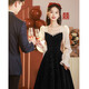 SAIDELE black evening dress for women, can wear French dress for banquet, light luxury, high-end Hepburn style adult dress, black XL (recommended 116-125 Jin Jin equals 0.5 kg)