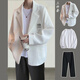 Gxmy waffle suit suit men's Hong Kong style with handsome casual suit jacket men's fashion brand three-piece suit white suit + white T + black trousers three-piece suit XL