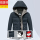 恒源祥男士羽绒服2025新款连帽可拆卸鹅绒服纯色商务休闲冬季保暖外套 9755黑色 中长款 175/92A L
