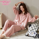 
Modal pajamas for women in autumn and winter pure cotton waffle long sleeve trousers wearing Korean cute cartoon women's home clothing suit MJ9853 women M