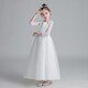 Dev Ake children's dress girl princess skirt high-end long skirt small host piano performance evening dress big boy middle school student CW683 long white 150 (suggested 61-70 Jin [Jin equals 0.5 kg])