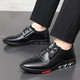Porturex Men's Shoes Fashion Lace-up Business Casual Leather Shoes British Versatile Light Casual Shoes Men 5699 Black 41